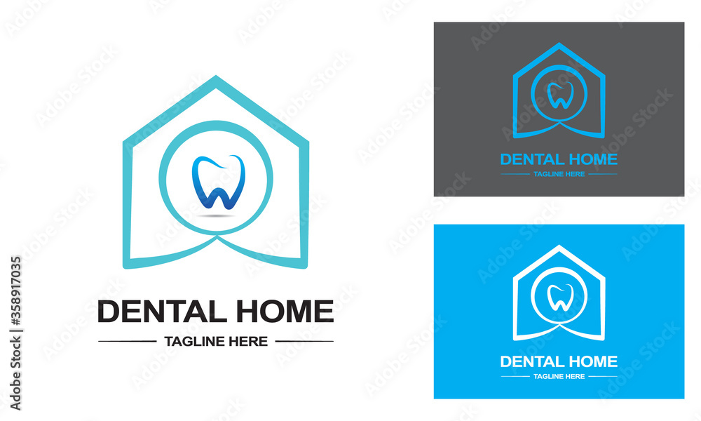 Dental Home Logo Design Template- Flat Logo Design- Minimalist Logo- Dental Logo For Dental Hospital Company And Other Company.