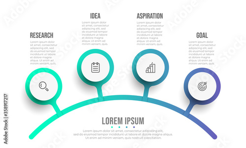 Business infographic template. Vector diagram design with icons and 4 options or steps.