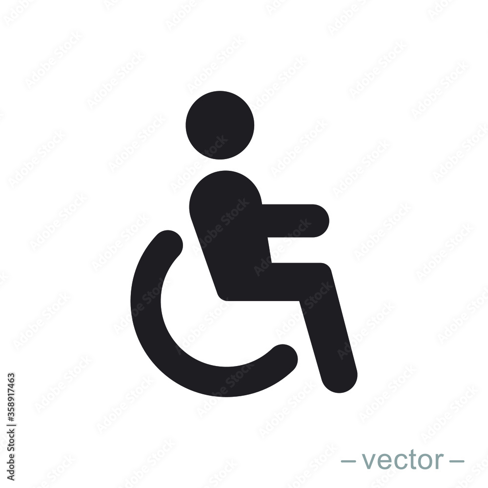 Handicapped patient icon vector. Linear style sign for mobile concept and web design. Handicapped patient symbol illustration. Handicapped patient icon vector. Linear style sign for mobile concept and web design. Handicapped patient symbol illustration.