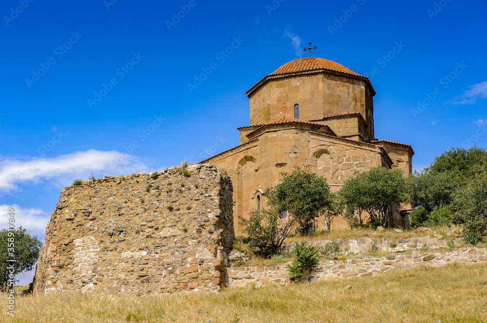 It's Jvari Monastery, Georgian Orthodox monastery of the 6th century on the mountain hill ove the old town of Mtskheta (UNESCO World Heritage site)