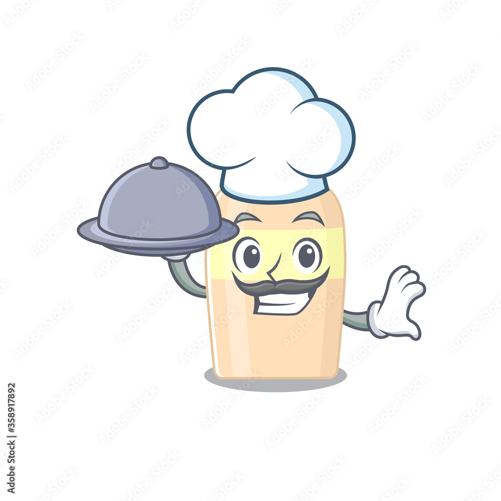 mascot design of toner chef serving food on tray mascot design of toner chef serving food on tray