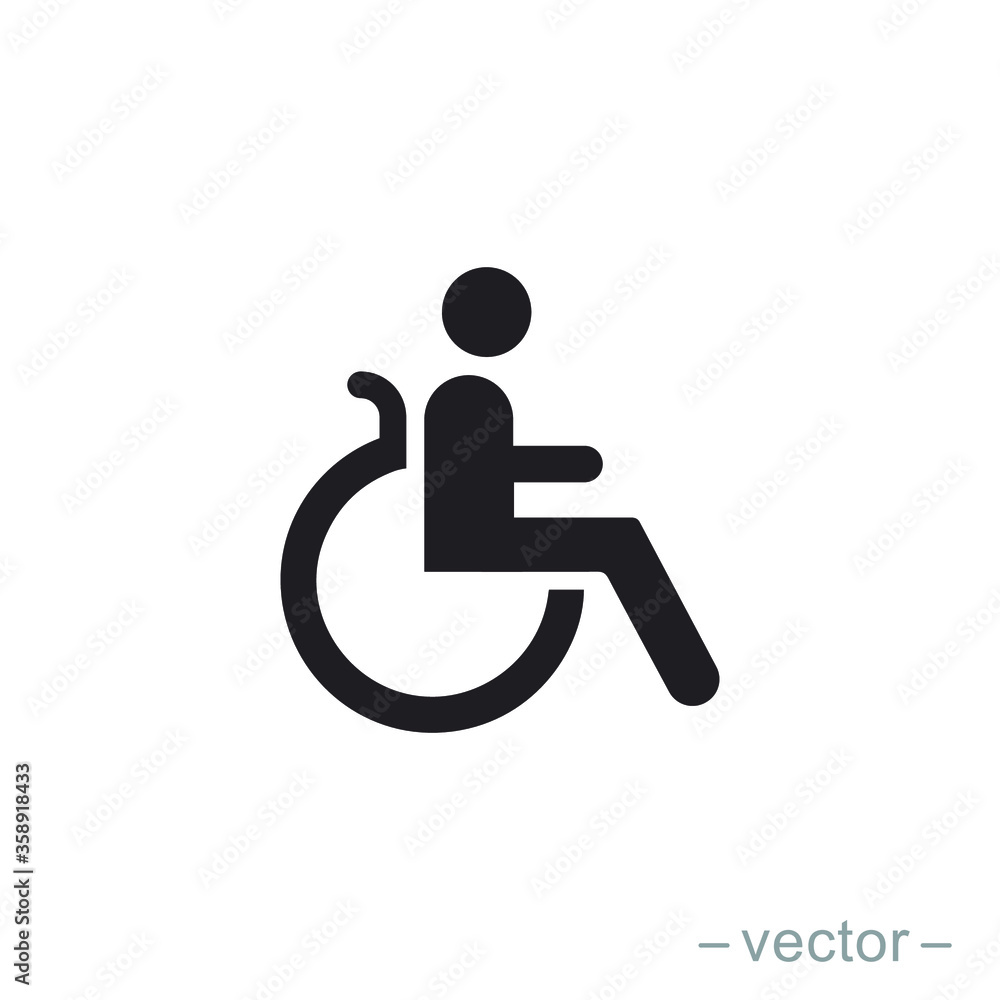 Handicapped patient icon vector. Linear style sign for mobile concept and web design. Handicapped patient symbol illustration. Handicapped patient icon vector. Linear style sign for mobile concept and web design. Handicapped patient symbol illustration.