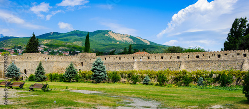 It's YArd of the Svetitskhoveli Cathedral (Living Pillar Cathedral), a Georgian Orthodox cathedral, Mtskheta, Georgia. UNESCO World Heritage photo