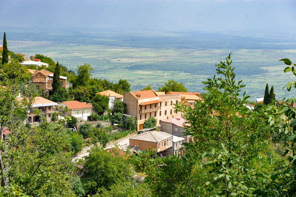 It's Panoramic view of Sighnaghi, wine capital of Kakheti region in Georgia,