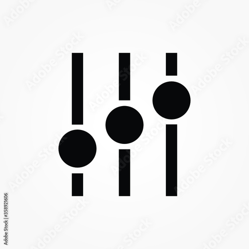 Equalizer icon. Preferences switcher. Music studio mixer console. Sound level control. Vector isolated illustration