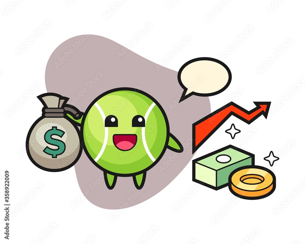 Tennis cartoon holding money sack Tennis cartoon holding money sack