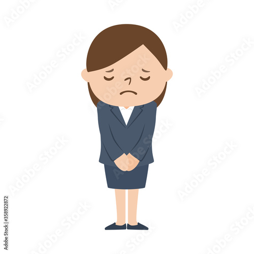 悲しい顔で謝罪のお辞儀をしてる若い女性のイラスト Stock Vector Adobe Stock 悲しい顔で謝罪のお辞儀をしてる若い女性のイラスト Stock Vector Adobe Stock