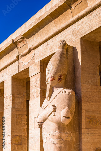 It's Part of the Queen Hatshepsut's temple (Dayr el-Bahari or Dayr el-Bahri), part of the Theban Necropolis. photo