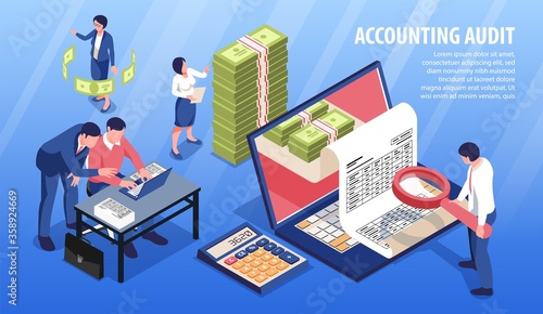 Accounting Audit Isometric Composition