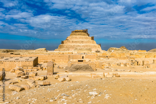 Obraz na płótnie It's Pyramid of Djoser (Stepped pyramid), an archeological remain in the Saqqara necropolis, Egypt. UNESCO World Heritage w salonie
