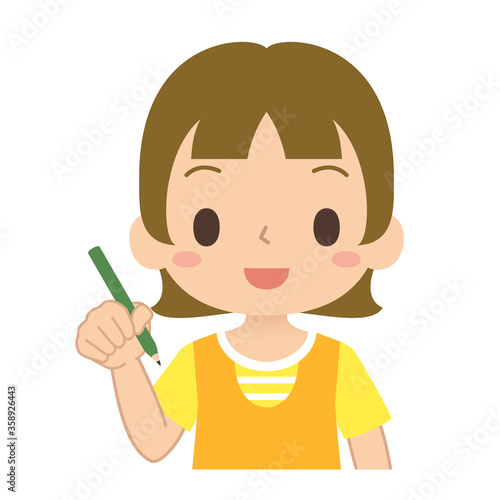 鉛筆を持つ女の子
