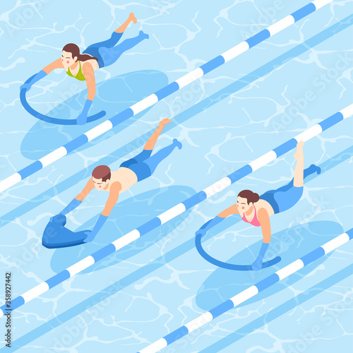 Swimming Aids Isometric Background 
