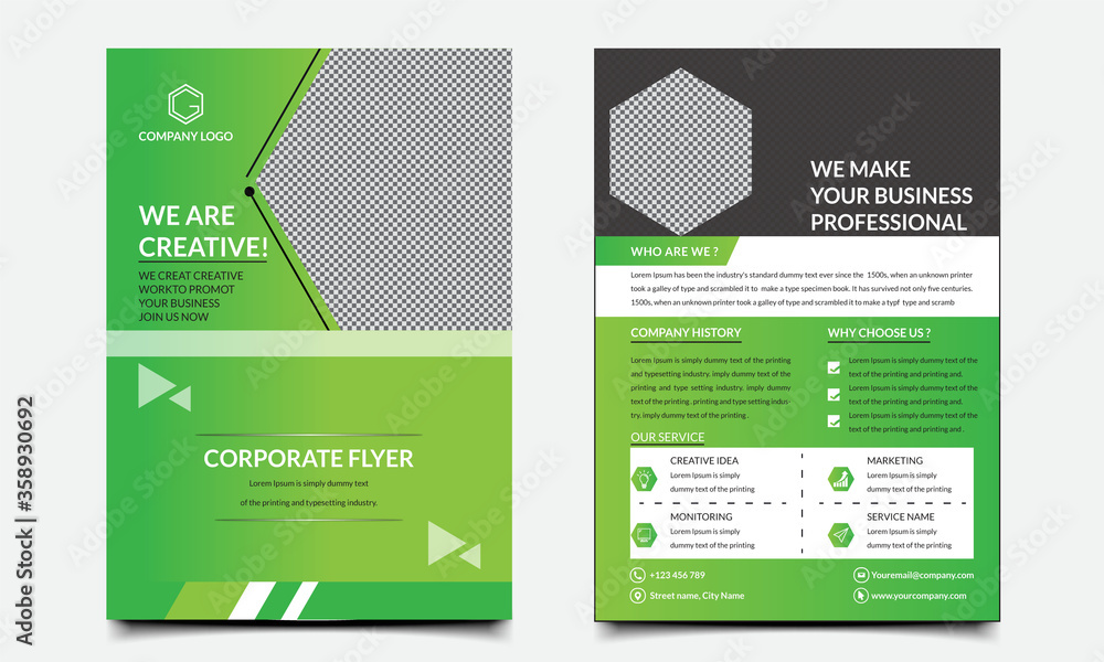 Corporate Flyer Layout with Green Accents full editable 