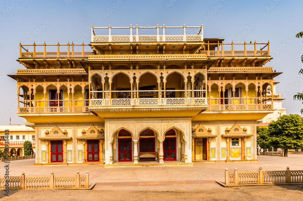 It's Mubarak Mahal at the City Palace, a palace complex in Jaipur, Rajasthan, India. It was the seat of the Maharaja of Jaipur, the head of the Kachwaha Rajput clan.