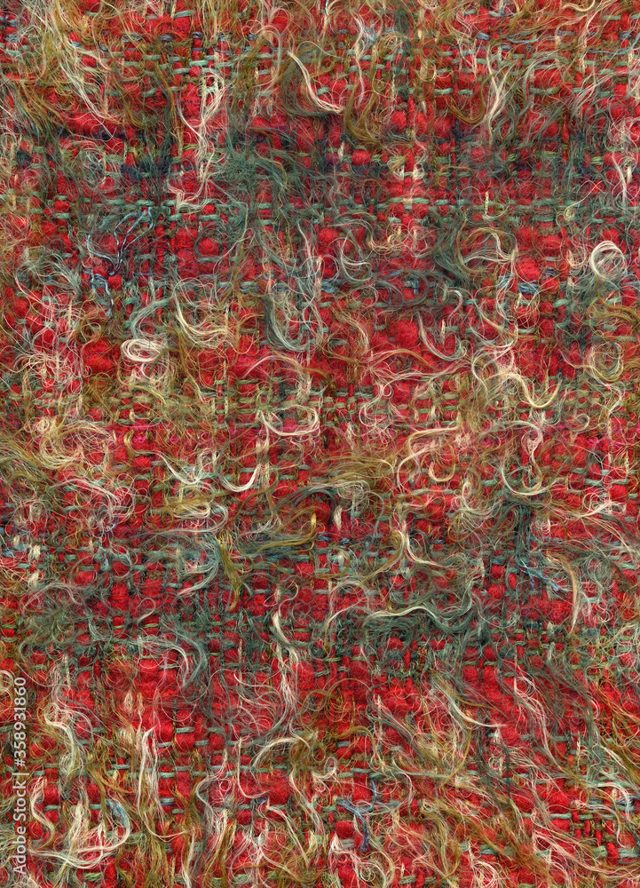 Handwoven mohair fabric with red weft Handwoven mohair fabric with red weft