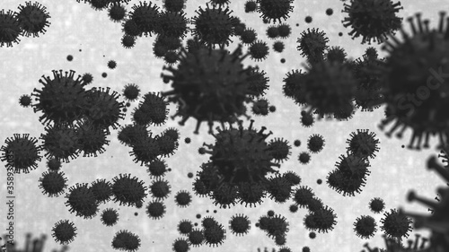 新型肺炎 COVID-19 3DCG 浮遊するウイルス