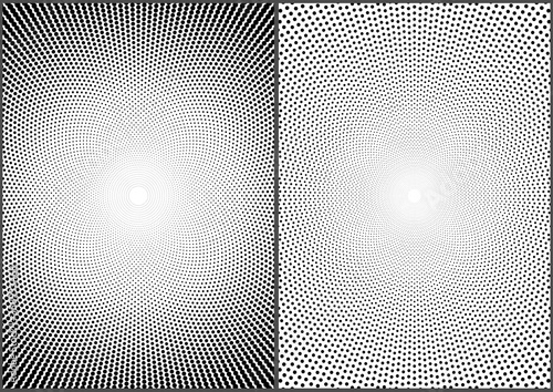 Set of Gradient Halftone Dotted Circle Backgrounds - Black Templates Using Halftone Dots Pattern, Vector Illustration