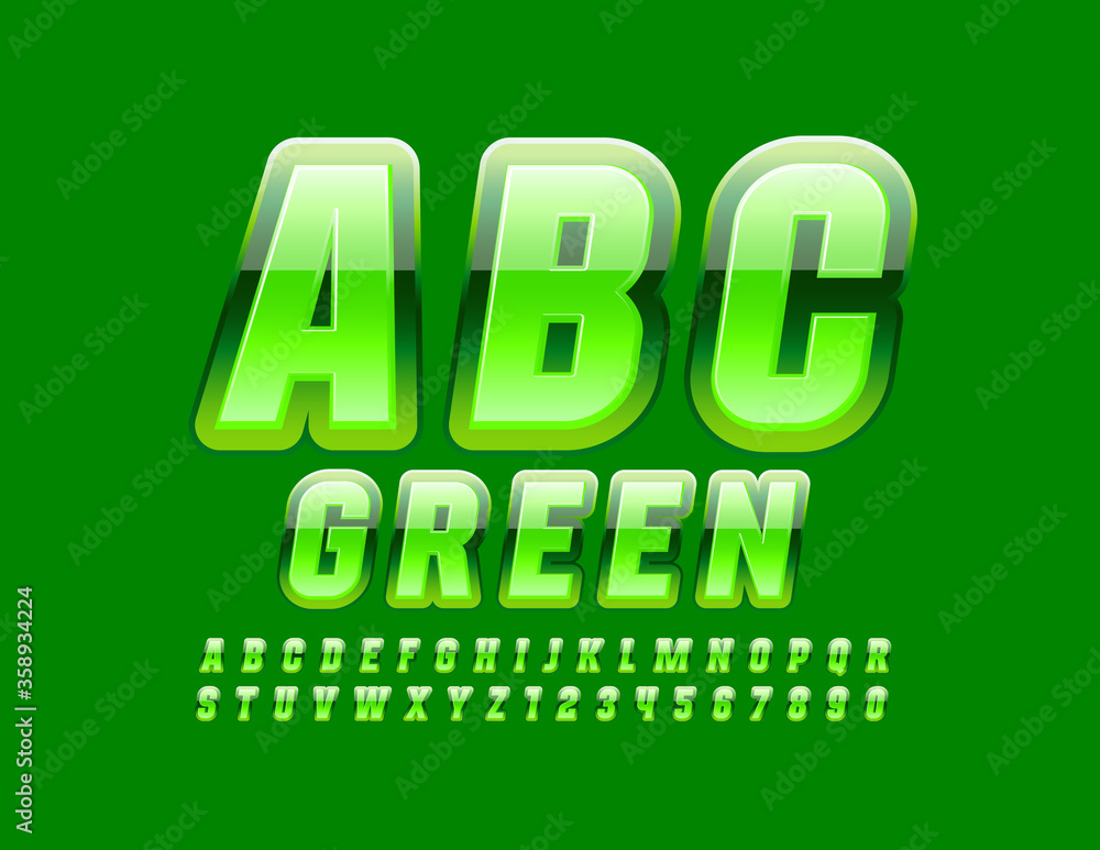 Fototapeta premium Vector Glossy Font. Bright Alphabet Letters and Numbers