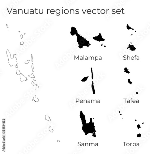 Vanuatu map with shapes of regions. Blank vector map of the country with regions. Borders of the country for your infographic. Vector illustration. photo