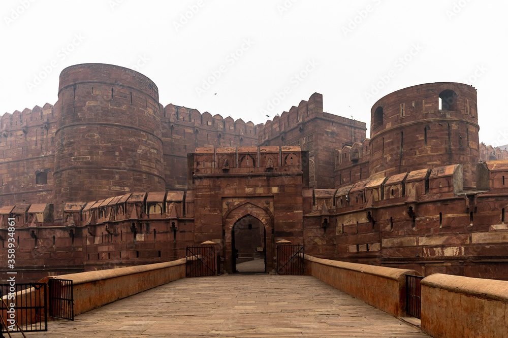 It's Walls of the Red Fort of Agra, India. UNESCO World Heritage site.