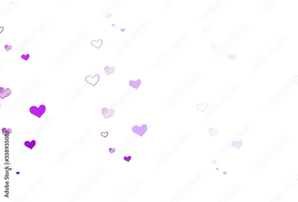 Light Pink vector template with doodle hearts. Light Pink vector template with doodle hearts.