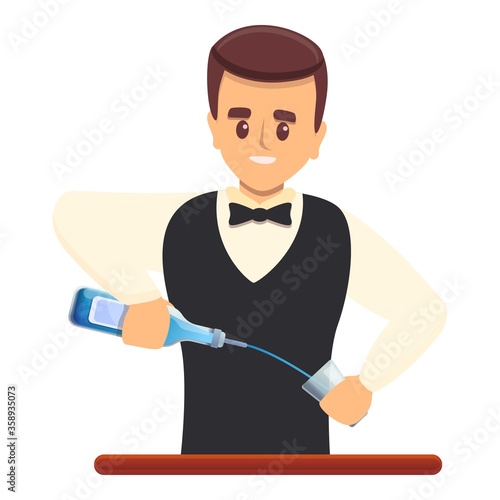 Young bartender icon. Cartoon of young bartender vector icon for web design isolated on white background