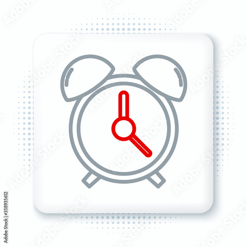 Line Alarm clock icon isolated on white background. Wake up, get up concept. Time sign. Colorful outline concept. Vector.