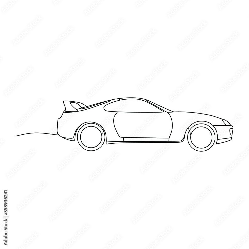 Supercar sport car continuous line one line art