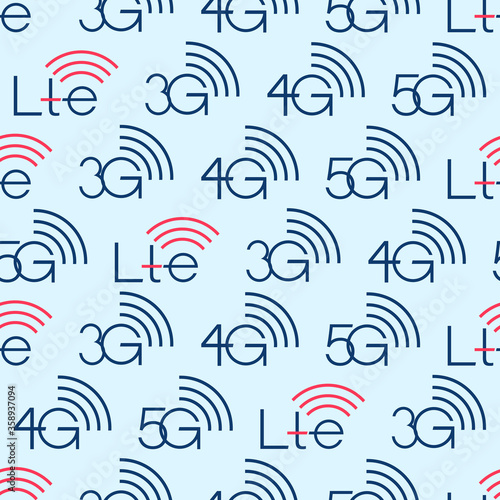 Lte. Network sign 3G, 4G,5g. Vector pattern. Five generation of internet symbol. 5g technology icon. High speed internet