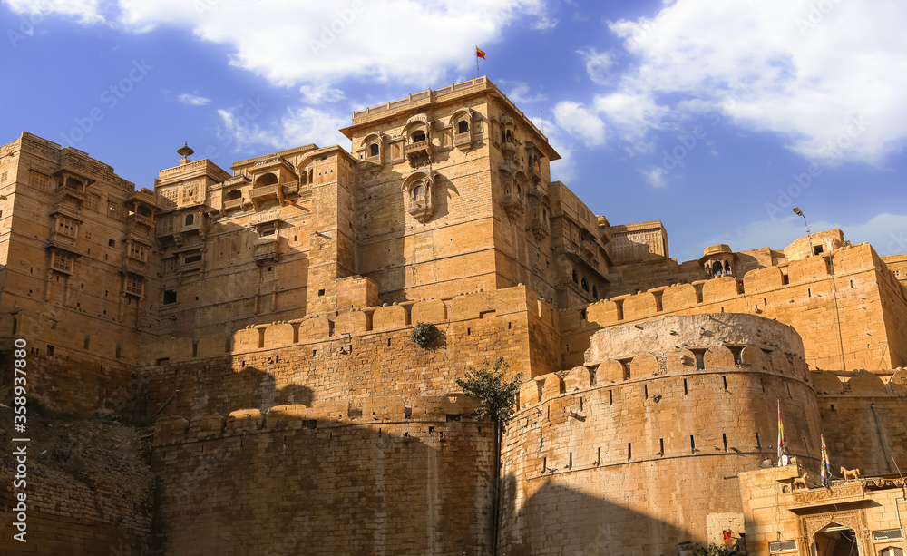 Jaisalmer Fort also known as the Golden Fort of Rajasthan, India made of yellow limestone. Jaisalmer Fort is a UNESCO World Heritage site