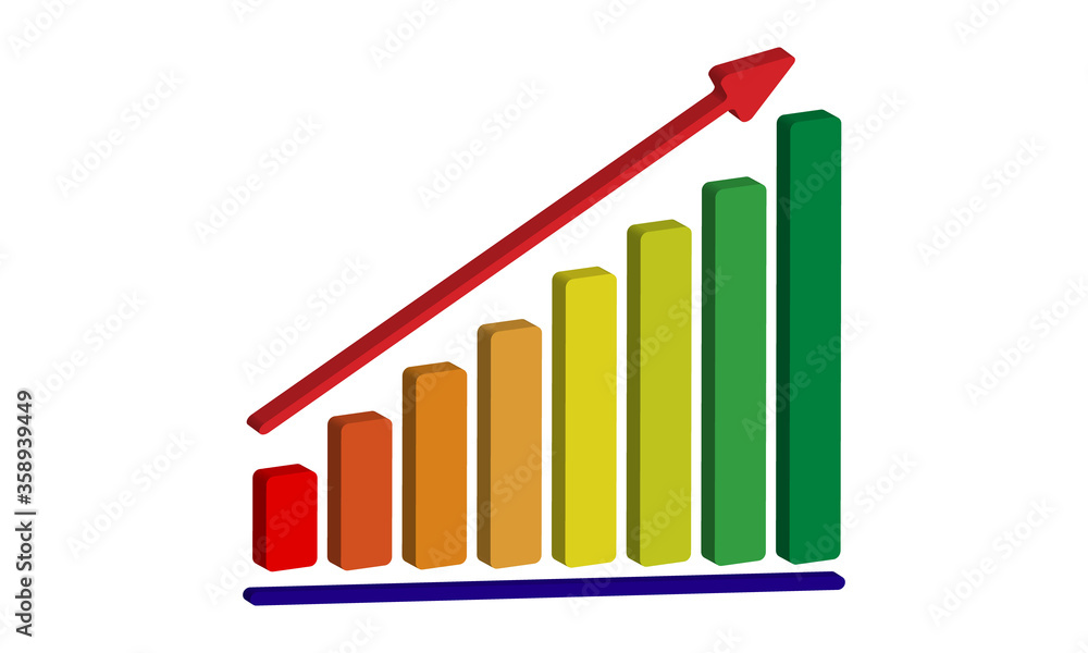 business graph with arrow on white background business graph with arrow on white background