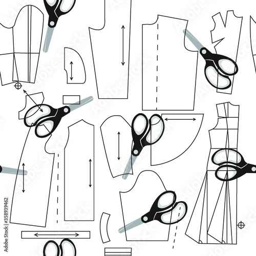 Pattern and scissors seamless pattern