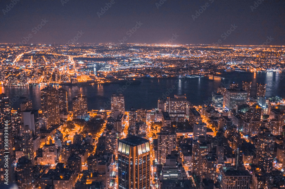 Night view of Downtown Manhattan in New York City Night view of Downtown Manhattan in New York City