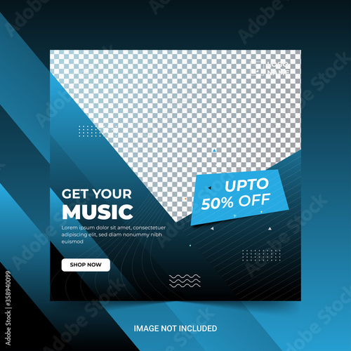 social media Instagram post and stories template for Music website promotion simple banner frame