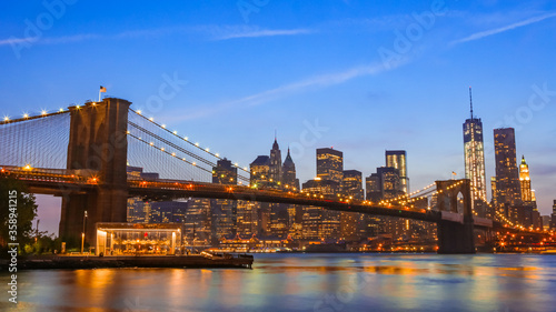 Brooklyn Bridge and Manhattan Skyline at sunset