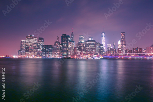 Night view of Downtown Manhattan in New York City © Zimu