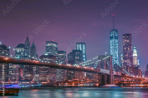 Brooklyn bridge and manhattan at night