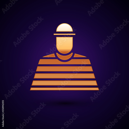 Gold Prisoner icon isolated on black background. Vector Illustration.