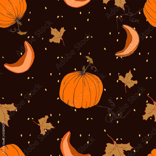 vector seamless autumn pumpkin pattern
