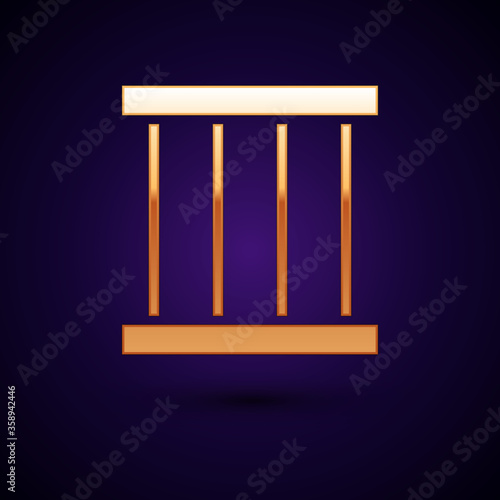 Gold Prison window icon isolated on black background. Vector Illustration.
