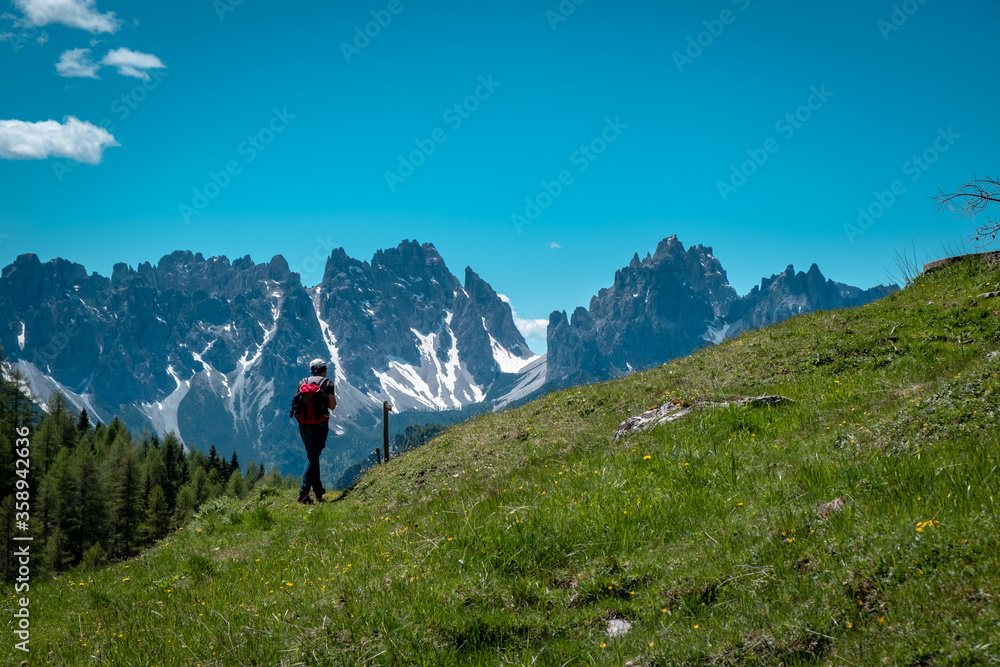 Exploration spring day in the beautiful Carnic Alps, Friuli-Venezia Giulia, Italy