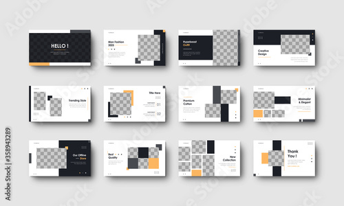 Minimalist Black Yellow Presentation Slide Power Point Landing Page Keynote Fashion