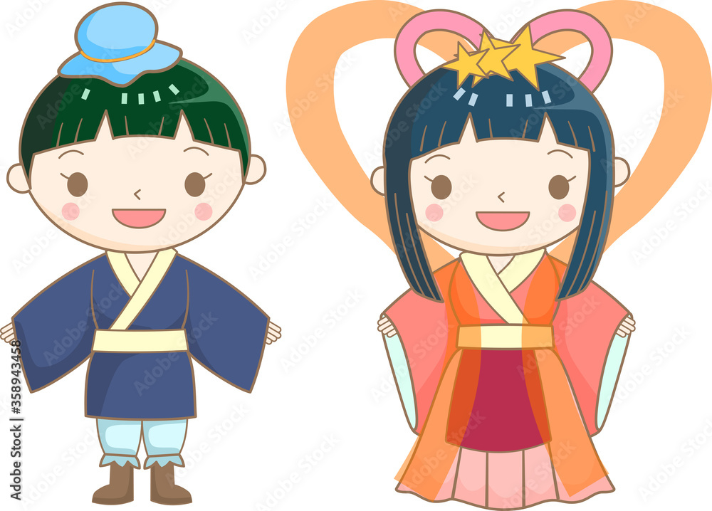 織り姫 彦星<正面>(アウトライン有り) 織り姫 彦星<正面>(アウトライン有り)