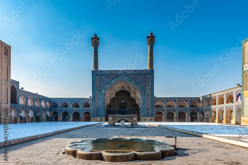 It's Panorama of the Jameh Mosque of Isfahan, Iran. This mosque was found in 771