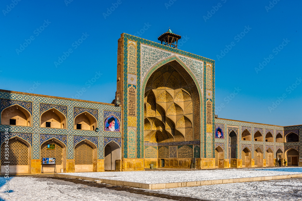 It's Part of the Jameh Mosque of Isfahan in winter, Iran. UNESCO World Heritage site
