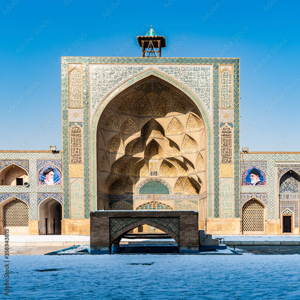 It's Part of the Jameh Mosque of Isfahan in winter, Iran. UNESCO World Heritage site