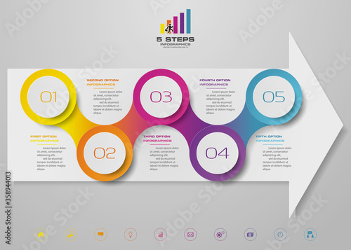 5 steps of arrow infografics template. for your presentation. photo