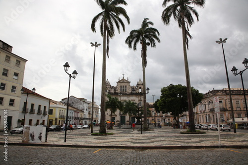 View of  Terreiro de Jesus square and Roman Catholic Archdiocese of Sao Salvador in Pelourinho  the historic center of Salvador  Bahia  Brazil. 