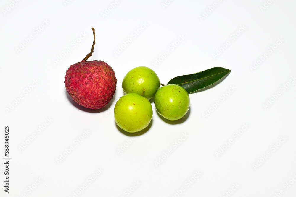 Obraz premium monkey apple with lychee On a white background