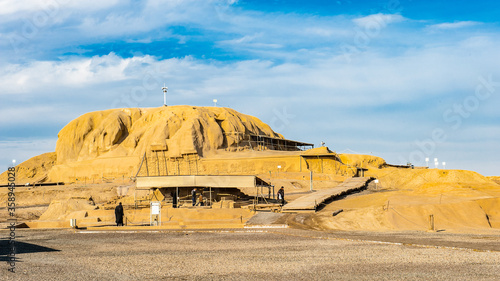 It's Tepe Sialk (Sialk Ancient Hill), a large ancient archeological site, Kashan, Isfahan Province, in central Iran, close to Fin Garden. photo